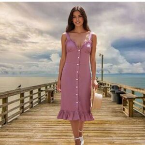 LeRumi XS lilac button down ruffle dress